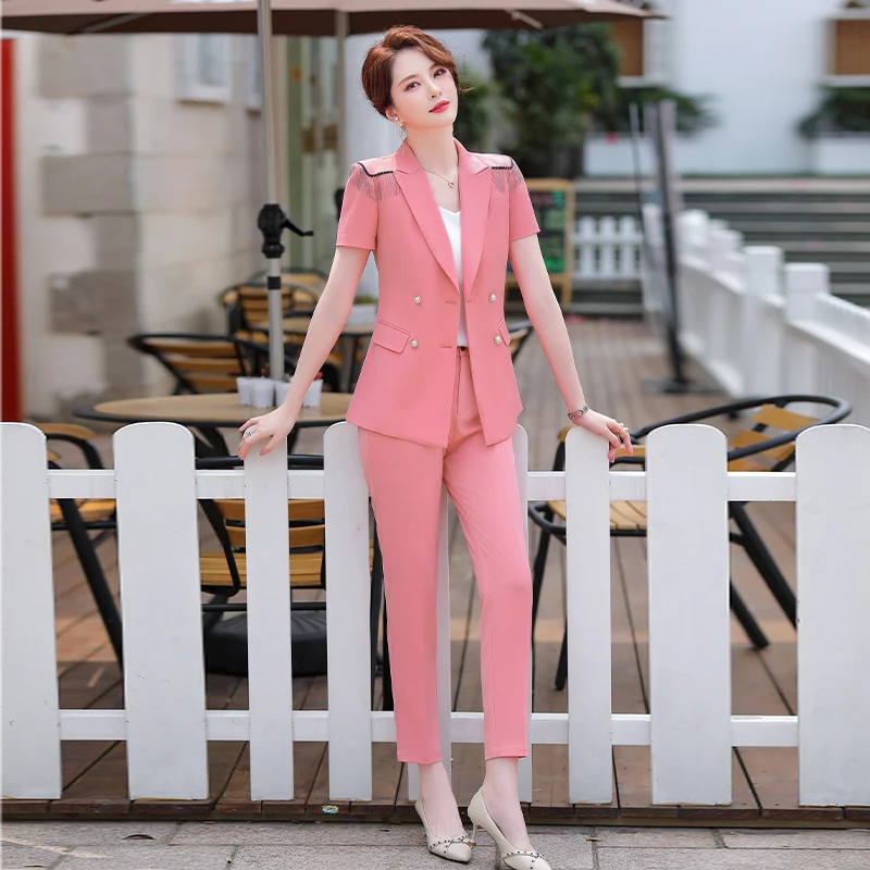 Noarlalf jumpsuits for women Women 2 Piece Outfits Suits Set Long Sleeve  Button Blazer High Waisted Jumpsuit For Business Work women's fashion