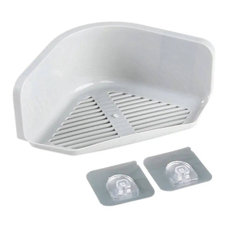 Storage Shelves Racks Corner Drain Rack Free Punching Burrs White Gray Beige Plastic Bathroom Rack Shower Shelf wd02