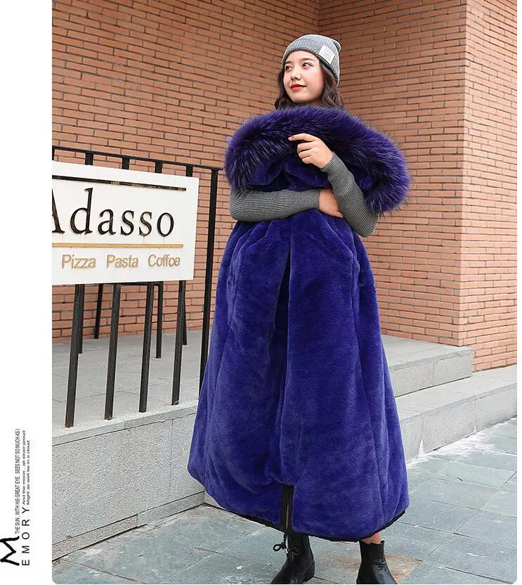 black blue fur Женское Красное меховое пальто зимние длинные куртки толстовки утепленная теплая верхняя одежда из искусственного меха пальто женская зимняя одежда модные топы 3xl - Цвет: black blue fur