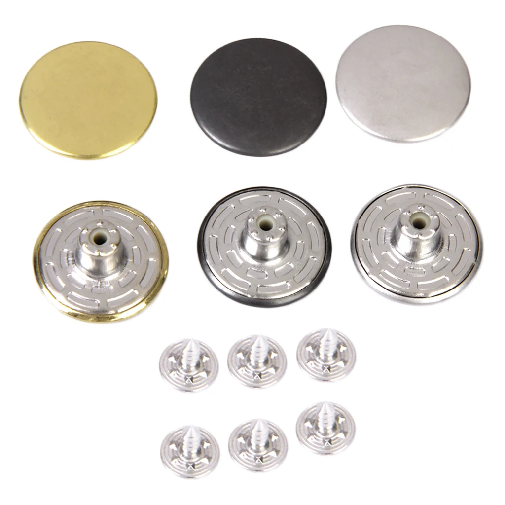 Jeans Glossy Buttons, Hammer On, 20mm, Pack Of 6 Sets, Antique Brass  Replacement Jean Button