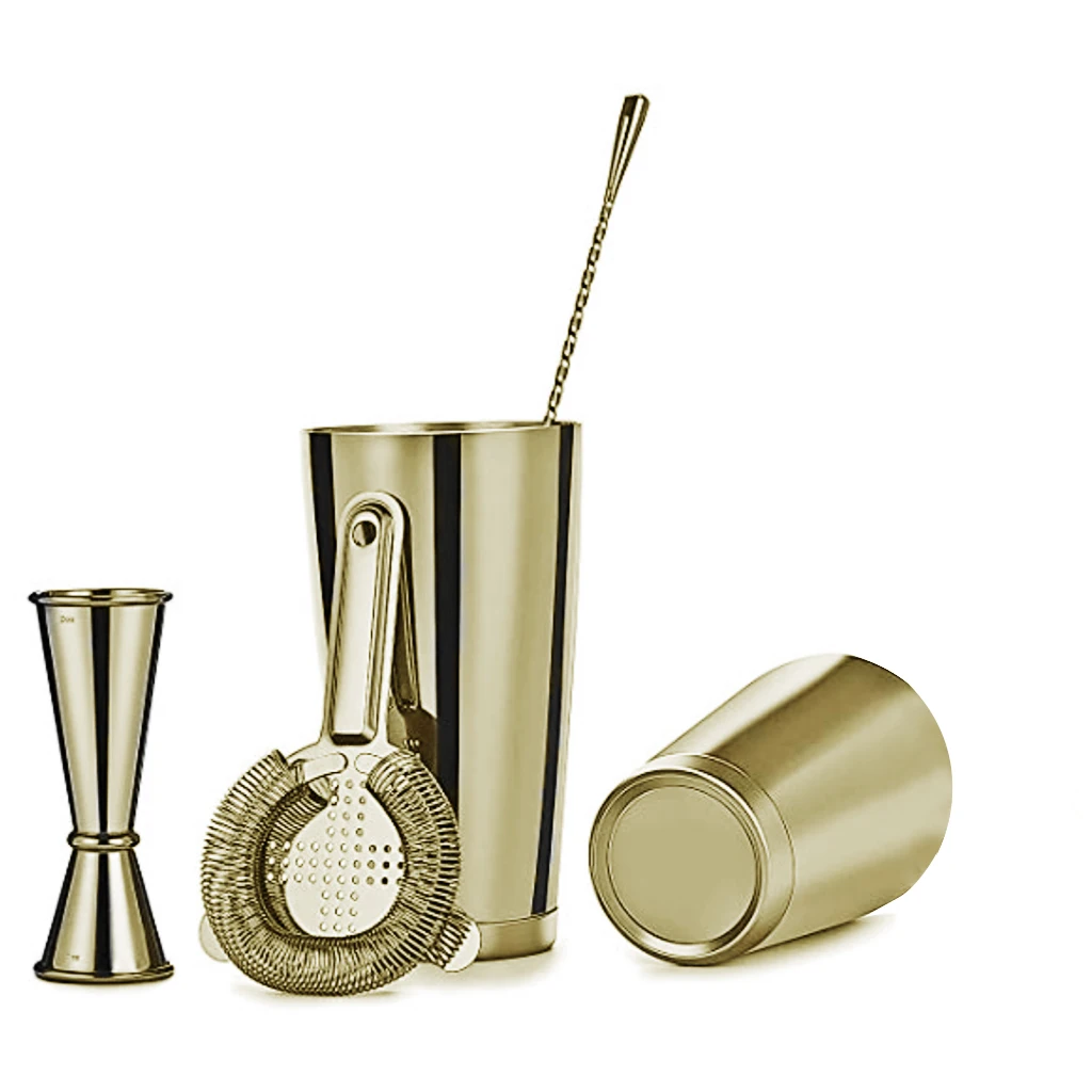 Gold 5pc Шейкер для коктейлей 5 шт., набор для домашнего бара, профессиональный Бостонский шейкер из нержавеющей стали, используемый в барах - Цвет: Gold 5pc