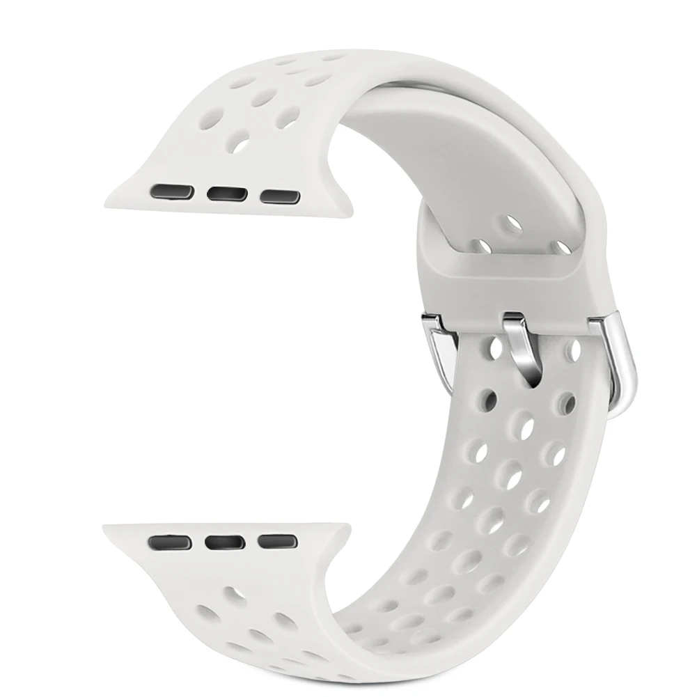 Light-white Модный силиконовый ремешок для Apple Watch 42 мм 38 мм 40 мм 44 мм серия 5 4 спортивный дышащий браслет для iWatch Band 3 2 1 - Цвет ремешка: Light-white