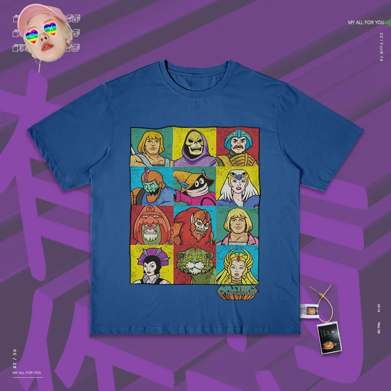 Exceed Fire Cec Lovers короткий рукав Вселенная реальный Доминант рисунок цвет разделение сустава плакат Футболка мужская ностальгия High Street