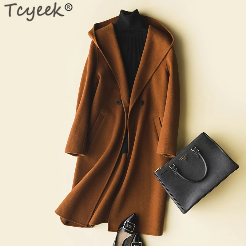 

Tcyeek Wool Coat Women Clothes 2019 Fashion Autumn Woolen Trench Coat Female Long Slim Women's Winter Jackets and Coats ZY1333