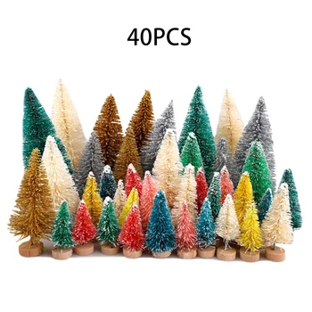 

Snow Christmas Tree Frost Wood Base Living room Xmas Party Gift 40 Pcs