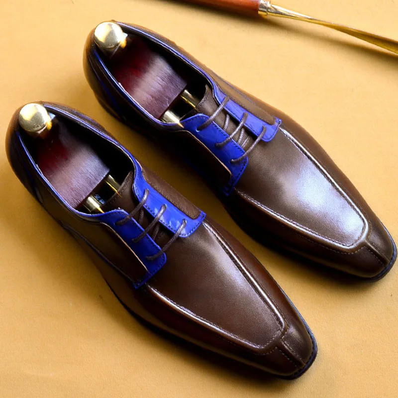 

2019 Black Brown Handmade Oxford Shoes For Men Genuine Cow Leather Formal Shoes Men Business Wedding Office Men's Dress Shoes