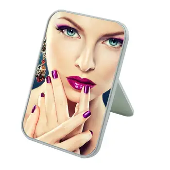 

Women Simple Design Portable Facial Makeup Mirror Compact Foldable Desktop Cosmetic Makeup Mirrors HD Vanity Rectangular Mirror
