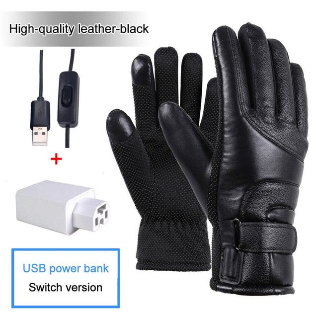 USB Rechargeable Heated Gloves Waterproof Outdoor Scooter Riding Motorcycle Skiing Warm Gloves Winter Electric Heated
