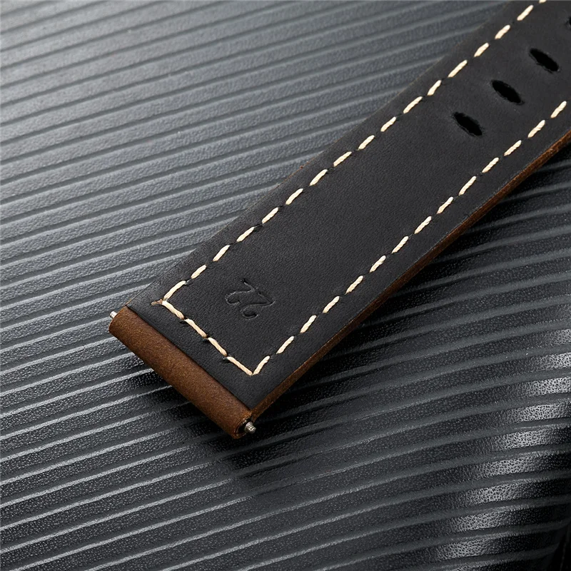 Ремешок кожаный мужской для наручных часов винтажный браслет ручной работы из