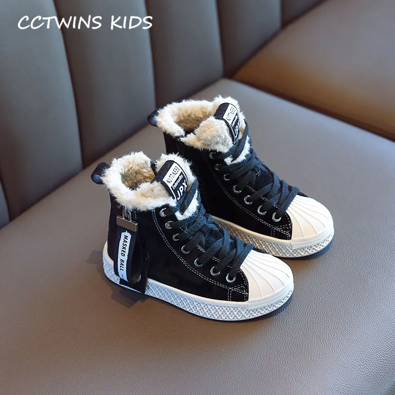 CCTWINS/детская обувь; коллекция года; Сезон Зима; модные детские кроссовки с высоким берцем; спортивная обувь для маленьких мальчиков; кроссовки из натуральной кожи для девочек; FH2655 - Цвет: Thin Black