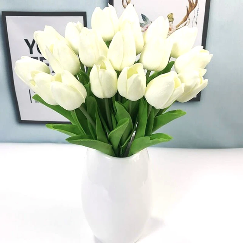 5 шт./лот искусственные Тюльпаны из искусственной кожи букет на ощупь цветы