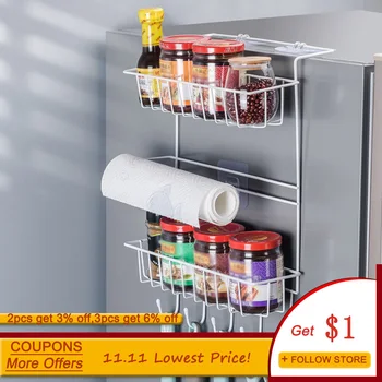 

Creative Refrigerator Side Rack Kitchen Shelf Storage Racks Wall Hanging Multi-Function Spice Storage Holders Household Goods