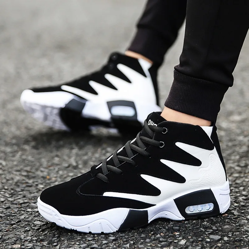 

Spring Summer Trend Fashion Students Athletic Shoes Mixed Colors Korean-style MEN'S SHOES MEN'S Black And White Extra High Hight