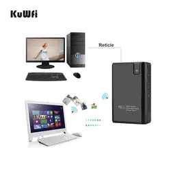 Kuwfi roteador e repetidor de dados sem fio, leitor de cartão sd/tf/cf, 300mbps, bateria de 6000mah, rj45, para ios e android