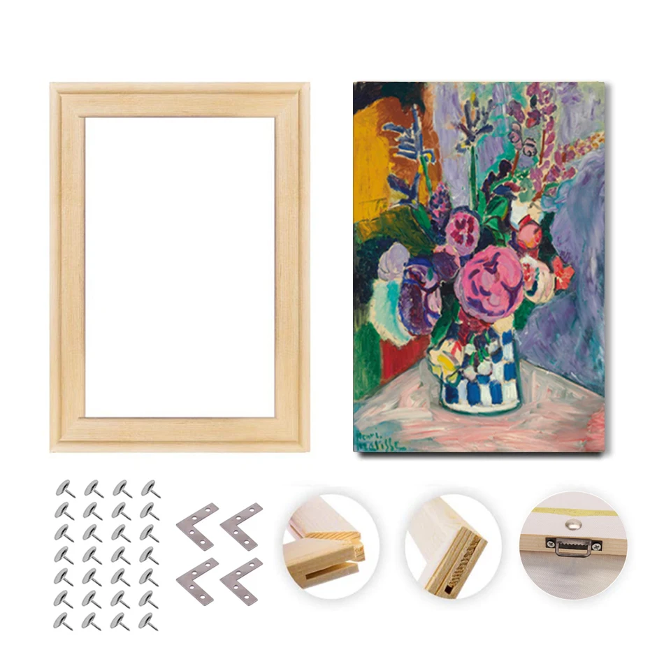 Wood Photo Frame Wooden DIY Picture Photo Frame Kit Accessories Reusable for Diamond Canvas Painting Stretching Mortise Tenon Wall Art Home Decor