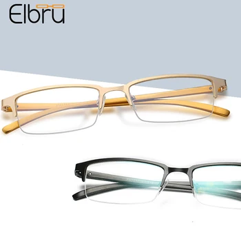 

Elbru Semi-rimless Glasses Frame Business Men Computer Goggles Metal Optical Eyeglasses Blue Film Plain Spectacles For Men Women