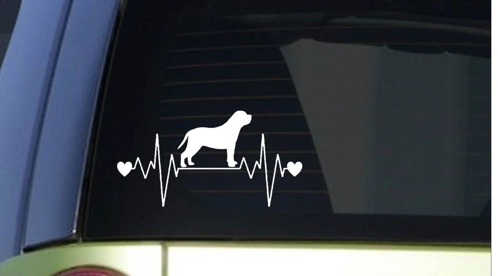 Дог наклейка линия сердцебиения 8 "Широкая Наклейка на английском языке собака мастифф наклейка на компьютер