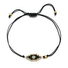 Модный браслет Miyuki ручной работы черные хрустальные глаза браслеты на удачу Турецкий Дурной глаз Delica бусы, цепочка браслет для женщин