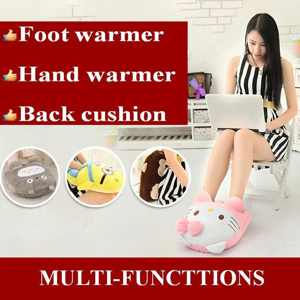 Cartoon USB or 12V Electric Heat Slipper Warm Foot Warmer Heating Pad Home Office Winter Heating Warm Foot Heater Hot Sale