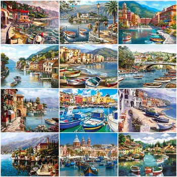 

AZQSD Paint By Numbers Venice Scenery On Canvas Handpainted Gift DIY Unframe Drawing By Numbers Seaside Home Decoration Kits