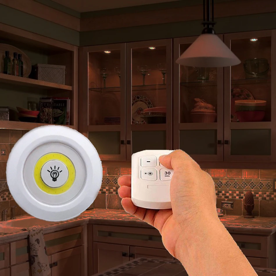 2019 New designed LED Under Cabinet Light with Remote Control Battery Operated Closets Lights for Wardrobe Bathroom lighting | Лампы и