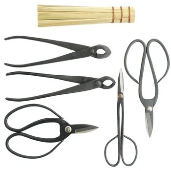 

6Pc Shear and Brush Bonsai Tool Set Cutter ,Heavy Duty Shear ,And Bamboo Brush with Bag
