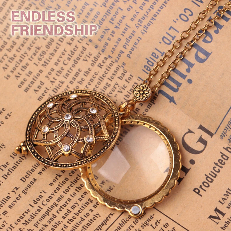 

Vintage Antique Gold Tree of Life Necklaces & Pendant for Women Femme Link Chain Hollow Magnifying Glass Necklaces