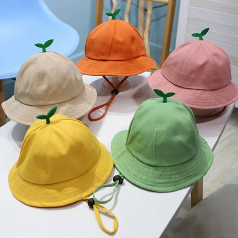 New Spring Boy Bud Pattern Printing Bucket Hat Girl Cotton Breathable Fashion Fisherman Hat Outdoor Travel Sun Hat Baby Accessories