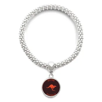 

Australia Flavor Kangaroo Emblem Silhouette Sliver Bracelet Round Pendant Jewelry Chain