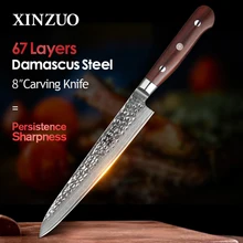 XINZUO 8 ''cali nóż do krojenia VG10 Damascus Steel Razor ostry nóż mocna twardość nóż kuchenny z uchwytem z drewna różanego