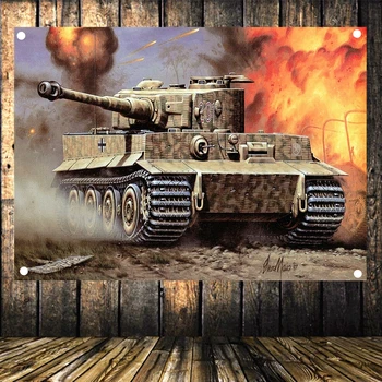 

WW2 GER Tank Panzer Military Victory Posters Senior Art Waterproof Cloth Flag Banner Tapestry Mural Vintage Decor Upholstery E1