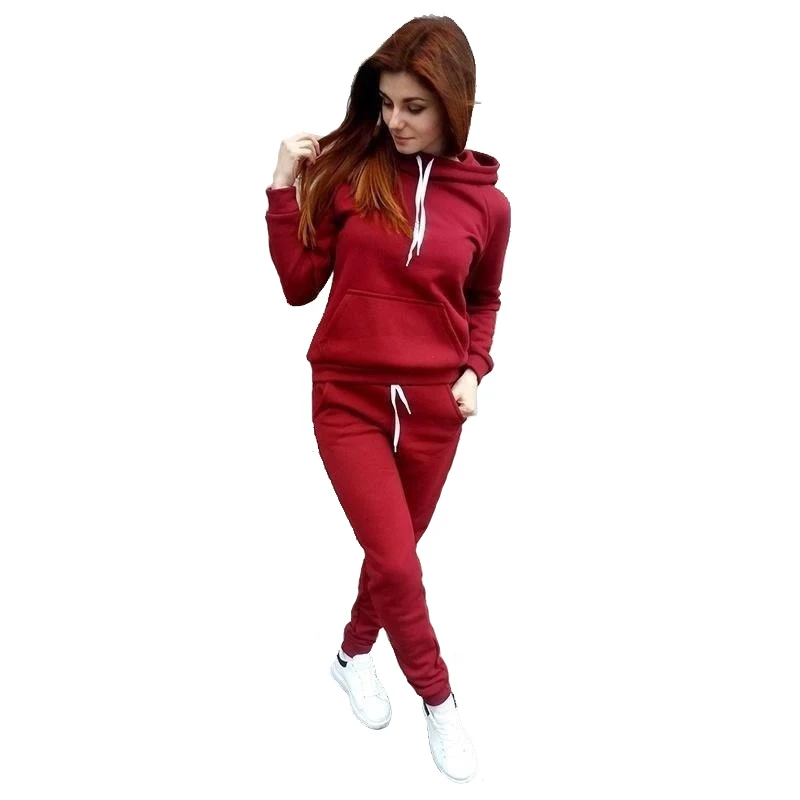 Fashion Women Track Suits Sports Wear Jogging Suits Ladies Hooded Tracksuit Set Clothes Hoodies+Sweatpants Sweat Suits