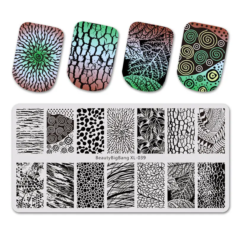 BeautyBigBang XL-021 6*12cm Rectangle Nail Stamping Plates Autumn Leaf Pattern Nail Art Stamp Template Image Plate Stencils - Цвет: L