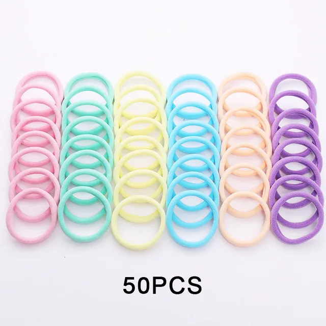 50PCS Mix Colors 1 1 комплект, 4 см, милые цветные эластичные волосы полосатые дети, прекрасный конский хвост, держатель, резинки для волос, повязки для волос аксессуары - Цвет: 50PCS Mix Colors 1