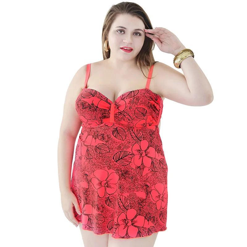 

Autonomous Brand And Fat Plus-sized Swimwear Sexy Printed Underwire Split Skirt-WOMEN'S Swimsuit 7XL