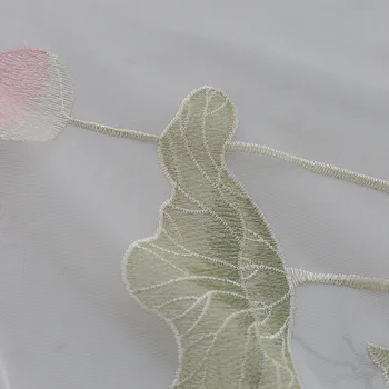 

Chinese Lotus Embroidery Tulle Curtains Living Room Bedroom Kitchen Window Screen White Sheer Fabrics Cortinas
