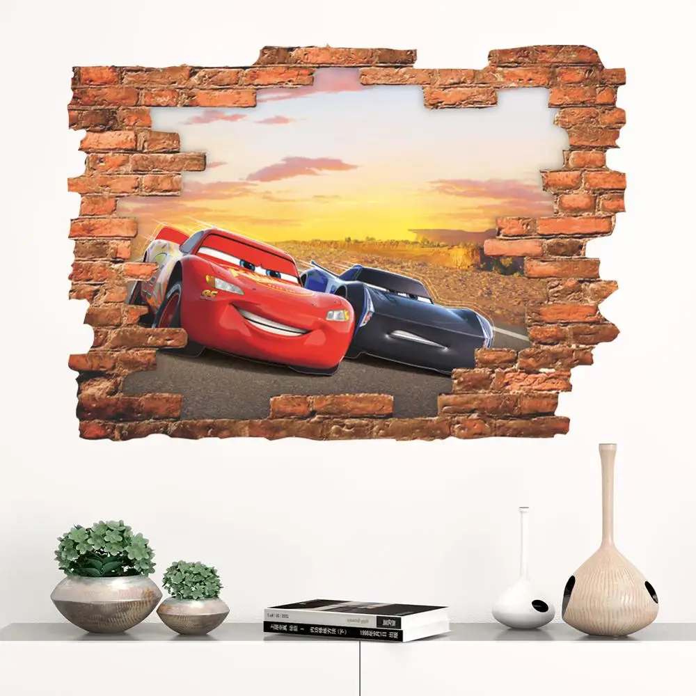 Disney Kartun Film 3D Mobil Lightning McQueen DIY Stiker Dinding