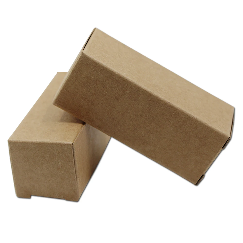 

Retro Kraft Paper Box 2.8*2.8*7 cm 200Pcs/ Lot Small Cardboard Boxes For Event Party Gift Lipstick Lip Cream Pins Clasps Packing