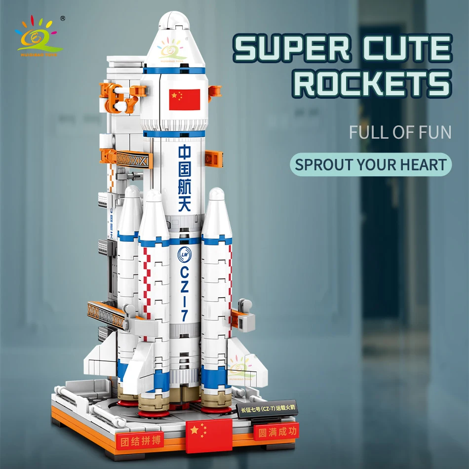 Huiqibao 382pcs China Manned Space Cz-7 Carrier Rocket Cartoon Model  Building Blocks City Diy Astronauts Bricks Toys Children - Blocks -  AliExpress