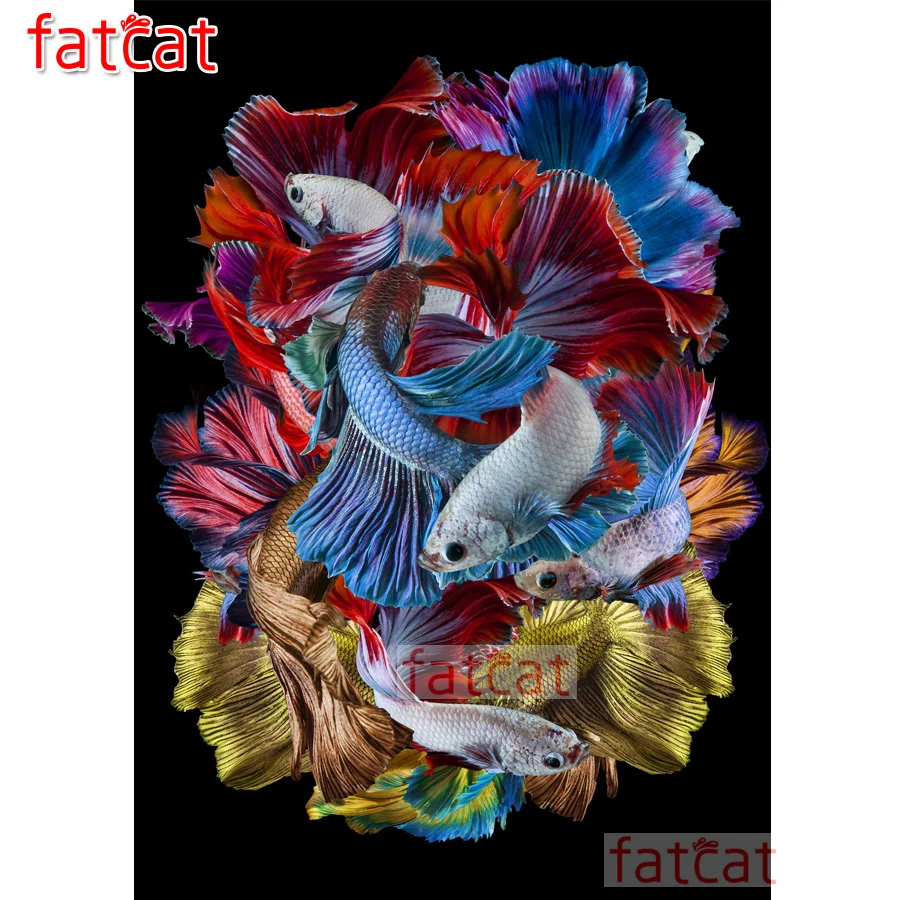 FATCAT 5d diy Алмазная картина цветная рыба животные полностью квадратная круглая