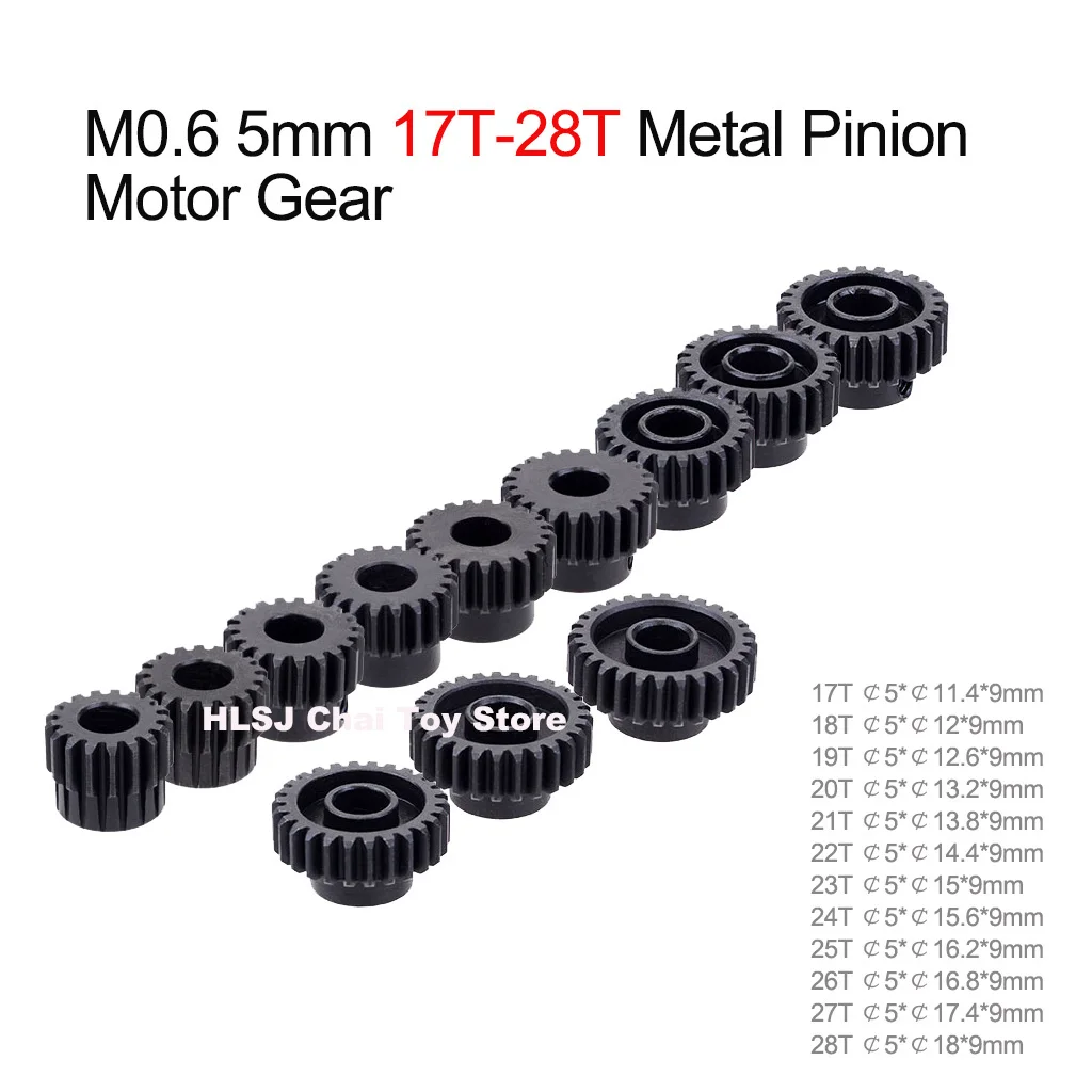 SURPASS HOBBY M0.6 5mm 17T 18T 19T 20T 21T 22T 23T 24T 25T 26T 27T 28T Metal Pinion Motor Gear for RC 1/8 Car Motor Part