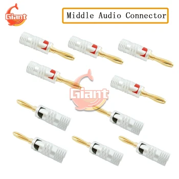 

10pcs Portable 4mm Middle Audio Connector Black Red Gold Plated Lantern Type Banana Plug Cable Wire DIY Fixed Speaker Screw