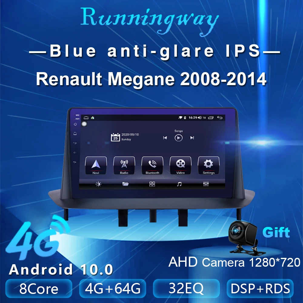 Runningway Android 10 0 5G автомобильный DVD для Renault Megane 2008 2014 4G + 64G Автомобильный Радио