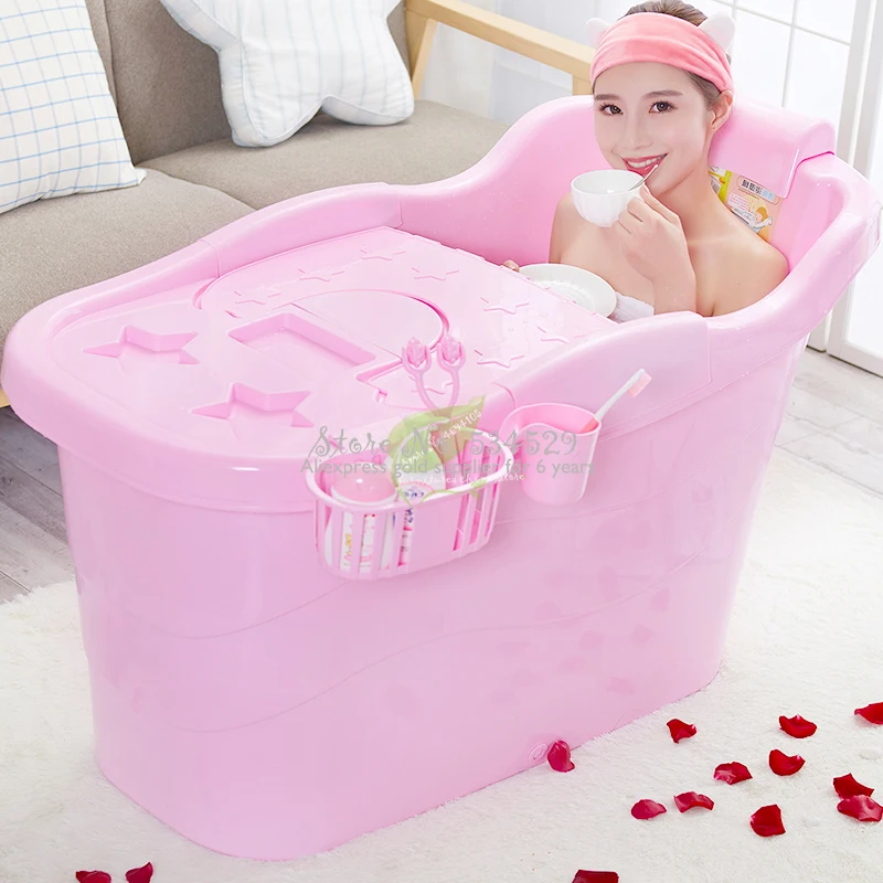 21%Bath Barrel Adult Household Plastic Tub Extra Large Thick Bath Tub Double Bathtub Reclining Bath Barrel Folding
