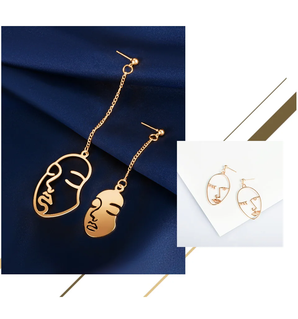 X&P Hot Geometric Earrings Metal Drop Earrings For Women Vintage Statement Gold Big Hanging Dangle Earring Brincos Jewelry