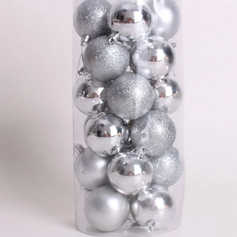 silver color 24 шт./компл. Рождественский декоративный шар праздничное свадебное оформление Пластик - Цвет: silver color