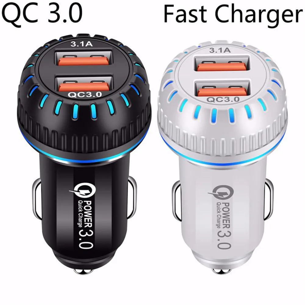 Двойное автомобильное зарядное устройство QC 3 0 мобильный телефон Универсальное