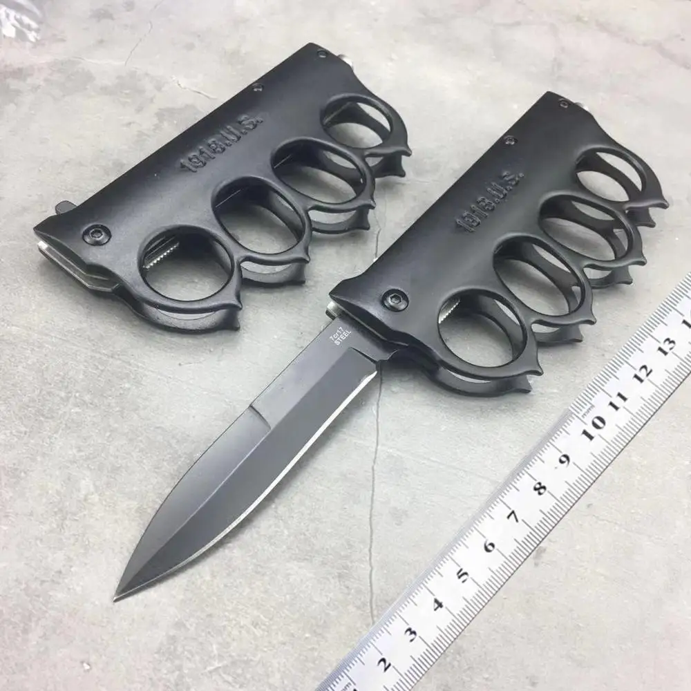 

Folding Muti-function 7CR17MOV Stainless Steel Folding Knife Brass Knuckles Shape Outdoor Knife Camping Self-defense Tool Knife