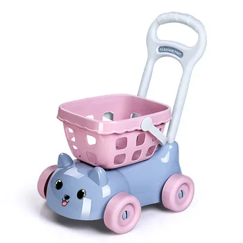 

Funny Kids Gift Children Educational Pretend Game Simulation Fruits Kitchen Grocery Detachable Non Toxic Shopping Cart Toy Set
