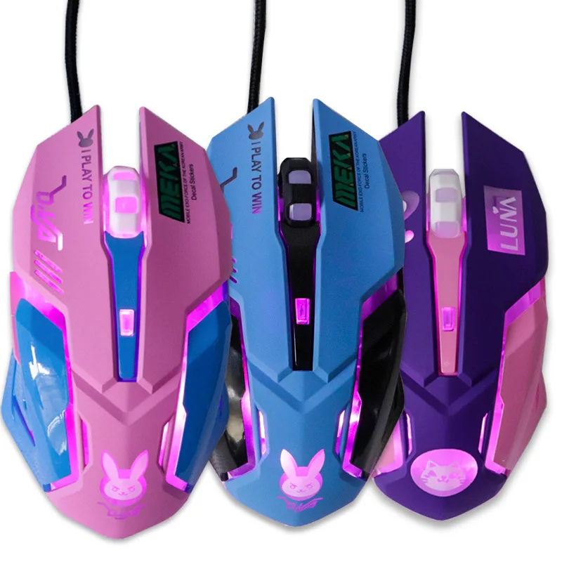 Проводная игровая мышь USB розовая компьютерная профессиональная электронная Спортивная мышь 2400 DPI цветная Бесшумная мышь с подсветкой для ноутбука Lol Data|Мыши|   | АлиЭкспресс